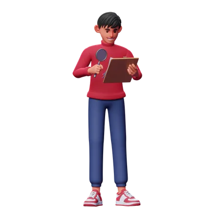 Niño haciendo investigación  3D Illustration