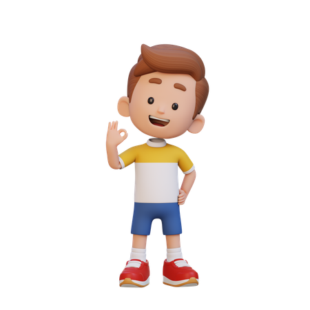 Niño haciendo la señal de aprobación con la mano  3D Icon