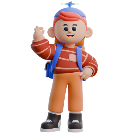 Niño haciendo pose de bien  3D Icon
