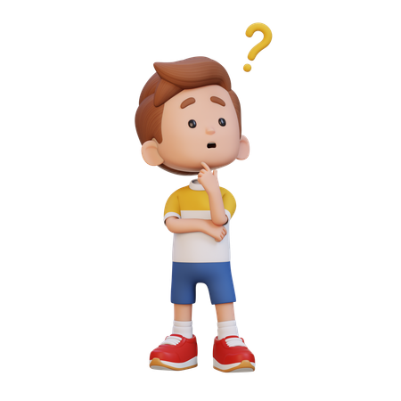 Niño haciendo pose de pensamiento  3D Icon