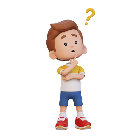 Niño haciendo pose de pensamiento  3D Icon