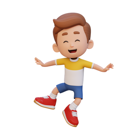 Niño haciendo pose de salto  3D Icon