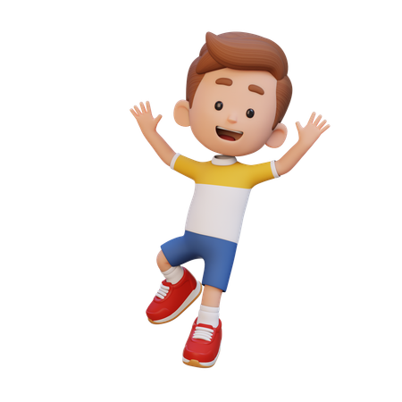 Niño haciendo pose de salto  3D Icon