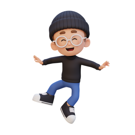 Niño haciendo pose de salto  3D Icon