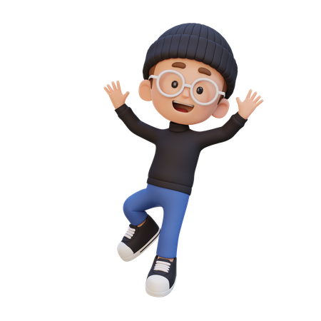 Niño haciendo pose de salto  3D Icon