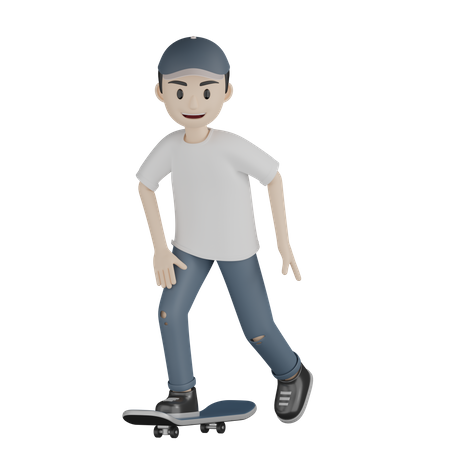 Niño jugando patineta  3D Illustration