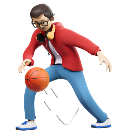 Niño, jugar baloncesto  3D Illustration