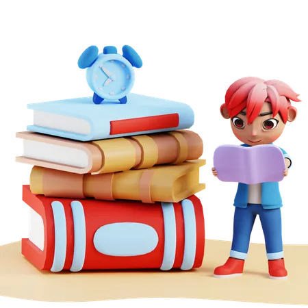 Libro de lectura de niño  3D Illustration