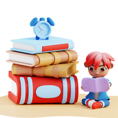 Libro de lectura de niño  3D Illustration