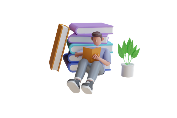 Libro de lectura de niño  3D Illustration