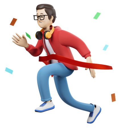 Niño llega a la meta  3D Icon