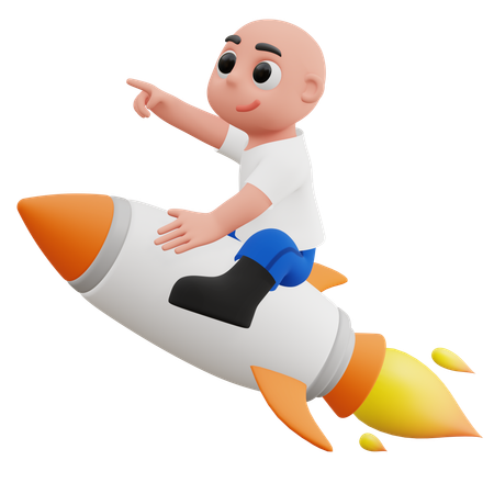 Niño montado en un cohete  3D Icon