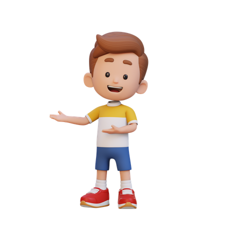 Niño mostrando algo a la izquierda  3D Icon