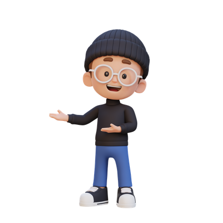 Niño mostrando algo a la izquierda  3D Icon