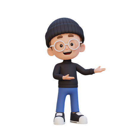 Niño mostrando algo bien  3D Icon