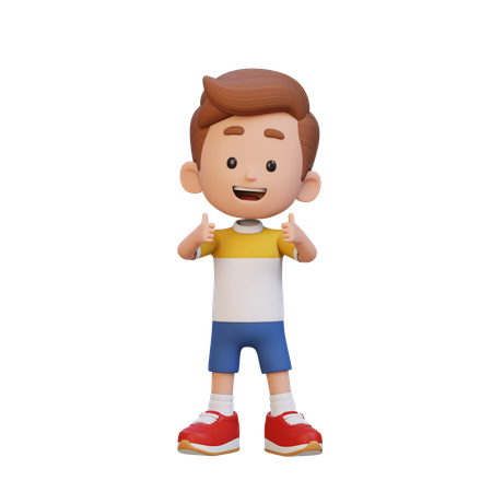 Niño mostrando dos pulgares hacia arriba  3D Icon