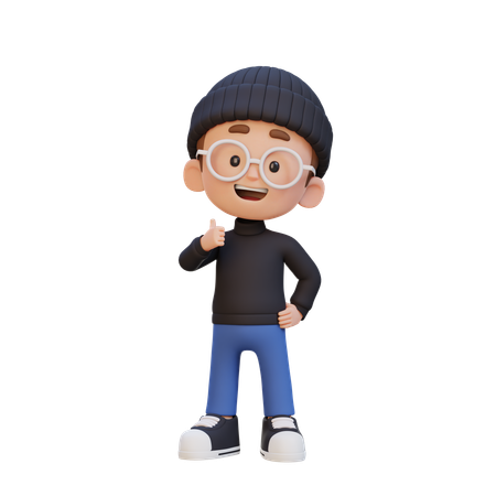 Niño mostrando el pulgar hacia arriba  3D Icon