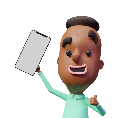 Niño mostrando la pantalla del móvil  3D Icon