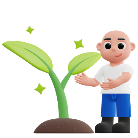 Niño mostrando plantas  3D Icon