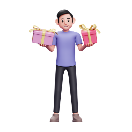 Niño ofrece dos opciones de regalos para San Valentín  3D Icon