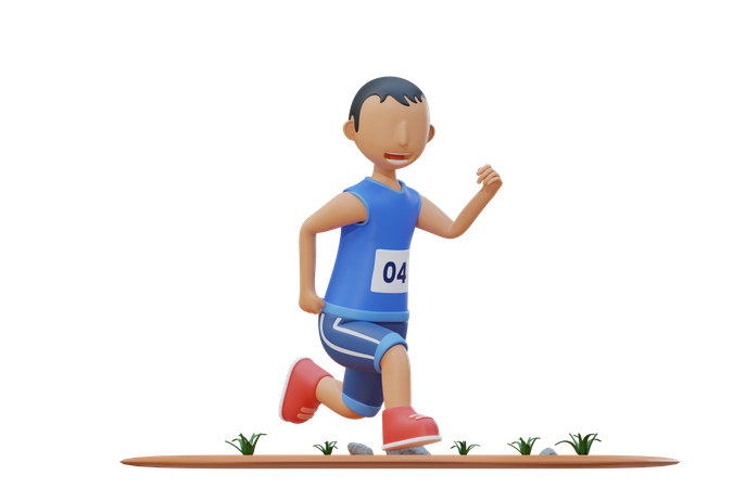 Un niño pequeño con uniforme para una carrera  3D Illustration