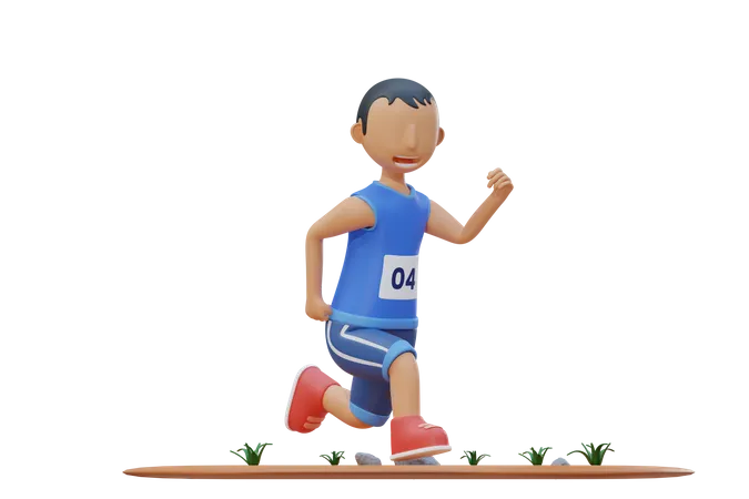 Un niño pequeño con uniforme para una carrera  3D Illustration