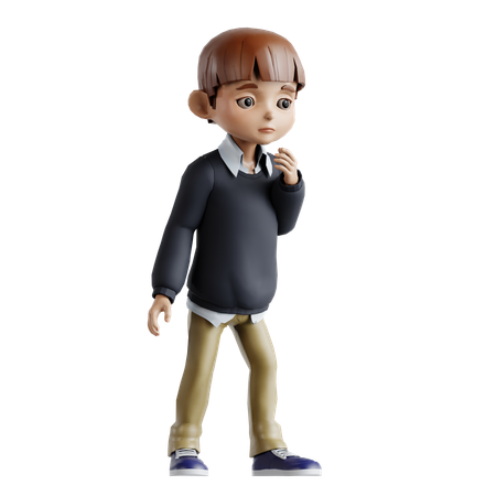 Niño pequeño pensando algo  3D Icon