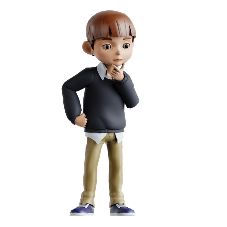 Niño pequeño pensando algo  3D Icon