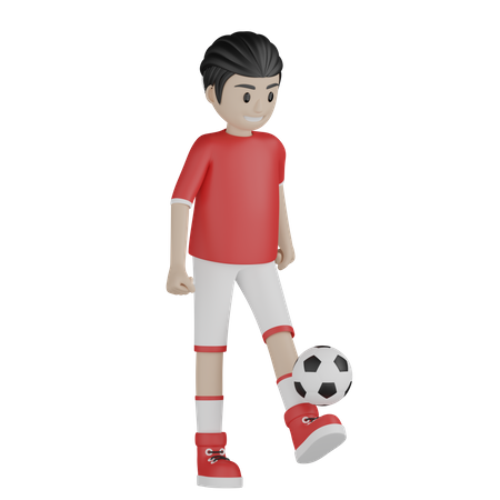 Niño regateando fútbol  3D Illustration