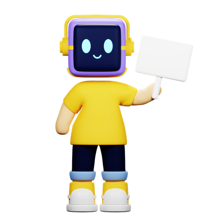 Niño robot con cartel  3D Icon