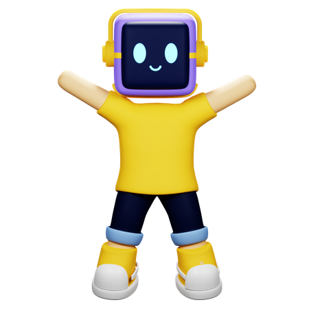 Niño robot saltando  3D Icon