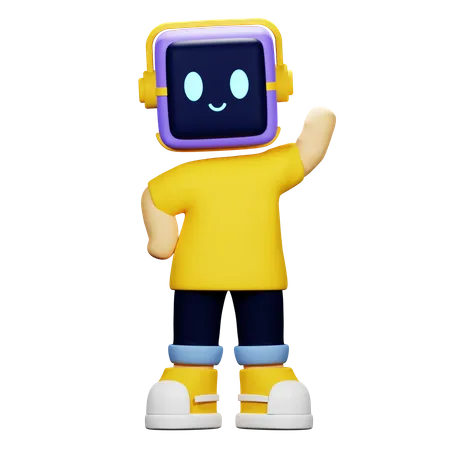 Chico robot saluda  3D Icon