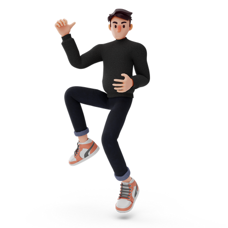 Niño saltando 3D Icon