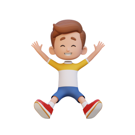 Niño saltando con las manos en alto  3D Icon