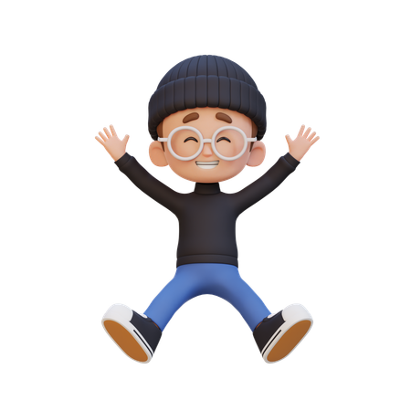 Niño saltando con las manos en alto  3D Icon