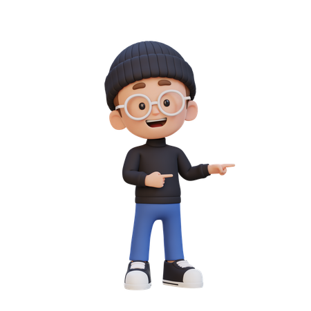 Niño señalando a la derecha  3D Icon