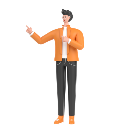 Niño señalando algo en su lado derecho  3D Icon
