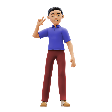 Niño señalando con dos dedos  3D Icon
