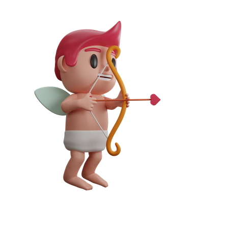Niño sosteniendo arco de Cupido  3D Illustration