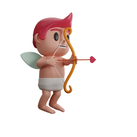Niño sosteniendo arco de Cupido  3D Illustration
