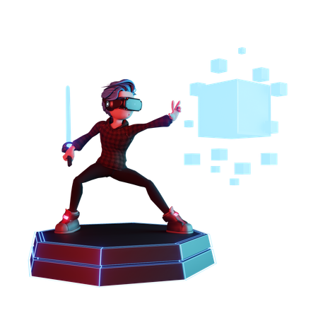 Niño sosteniendo espada VR  3D Icon