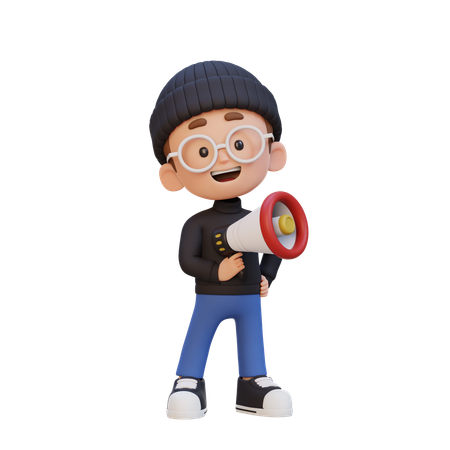 Niño sosteniendo un megáfono  3D Icon