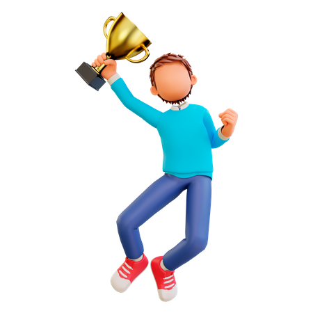 Niño sosteniendo un trofeo  3D Icon
