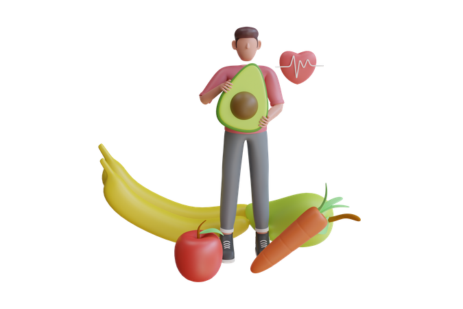 Niño, tenencia, frutas  3D Icon