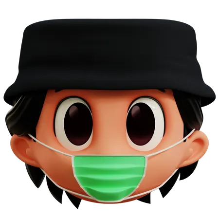 Niño tiene emoji de gripe  3D Icon