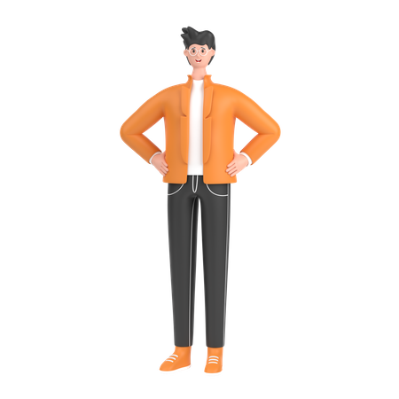 Niño tomados de la mano en pose de cintura  3D Icon