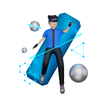 Niño tomando experiencia espacial VR  3D Icon