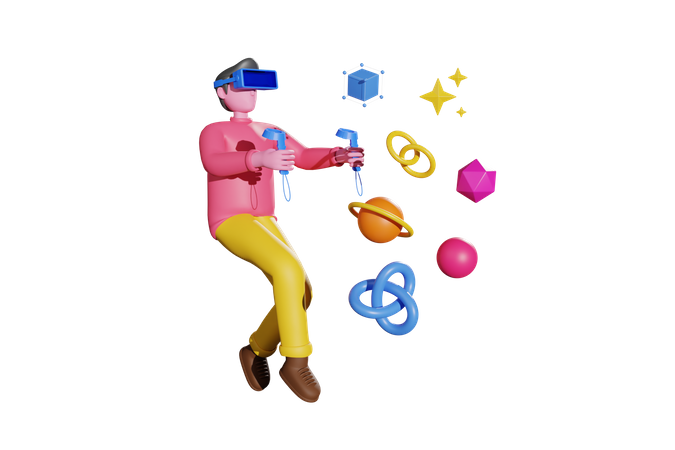 Niño tomando experiencia espacial VR  3D Icon
