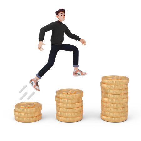 Niño tomando ganancias financieras  3D Icon