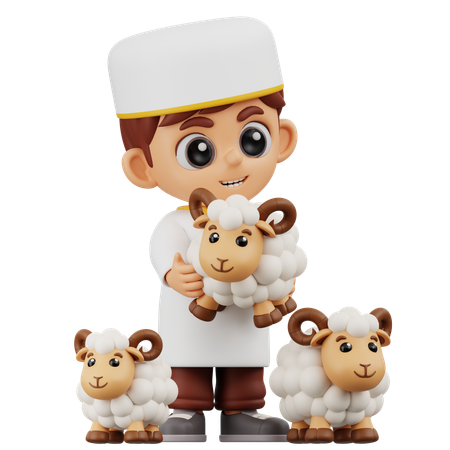Niño trae ovejas  3D Icon